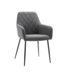 Silla Tapizada de Salón Moderna y Elegante con Patas Negras - Gris o Visón