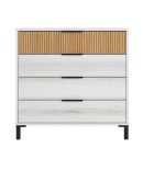 Cómoda de Madera con Cuatro Cajones y Guías Metálicas - Color Albo-rayado