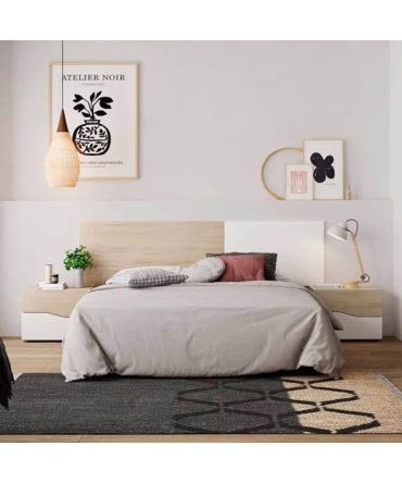 Juego de Dormitorio: Cabezal y Mesitas de Noche – Blanco Mate-Sáhara