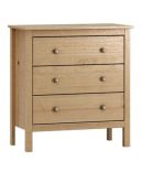 Cómoda de Madera con 3 Cajones - Blanco Lavado o Miel Roble