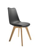 Silla con Respaldo de Polipropileno, Asiento Tapizado y Patas de Madera - Grafito o Blanco