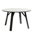 Mesa de comedor fija con estructura metálica negra y sobre en MDF biselado de 22 mm en acabado diseño piedras