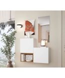 Recibidor con Espejo Rectangular en Color Artisan y Blanco