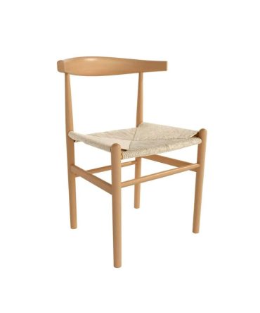Silla de Madera con Asiento de Cuerda Natural – Acabado Haya Natural