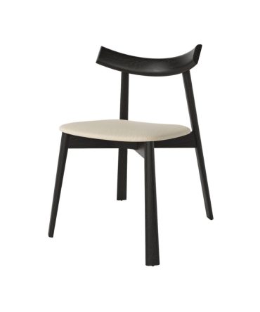 Silla de Madera con Asiento Tapizado - Roble Natural o Negro y Tapizado Nácar o Gris