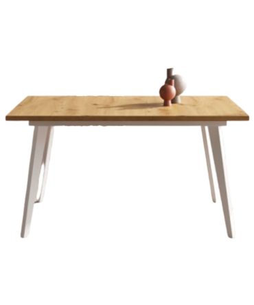 Mesa rectangular fija con pata metálica inclinada