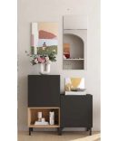 Composición de recibidor moderna con espejo – Mueble en ébano y artisan con patas negras