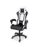 Silla Gaming Ergonómica con Mecanismo Elevable y Reclinable, Tapizado en Negro-Blanco y Negro-Rojo