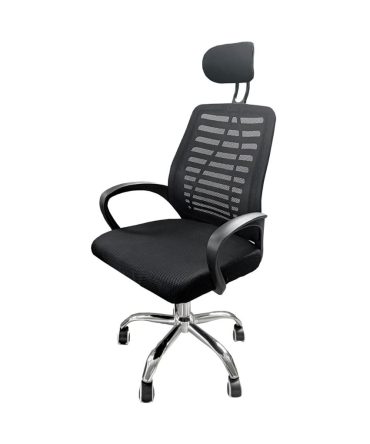 Sillón de Oficina Ergonómico con Reposacabezas y Apoyabrazos - Negro