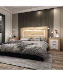 Dormitorio Completo con Cabezal y 2 Mesitas de Noche Cambrian-Blanco