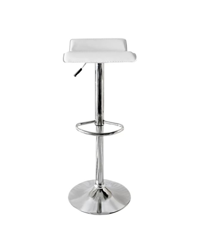 Pack de 2 Taburetes Altos de Cocina Cromados con Asiento de Polipiel - Blanco y Negro