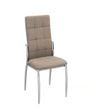 Silla de Comedor Cromada con Respaldo Alto – Tapizado Visón y Gris