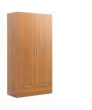 Armario Ropero de 2 Puertas y 1 Cajón en Color Madera Melaminada