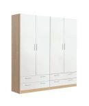 Armario Ropero de 4 Puertas y 4 Cajones en Color Madera Melaminada