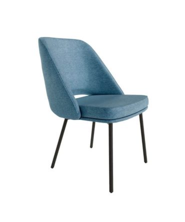 Silla Tapizada con Respaldo y Patas Metálicas Negras - Variedad de Colores