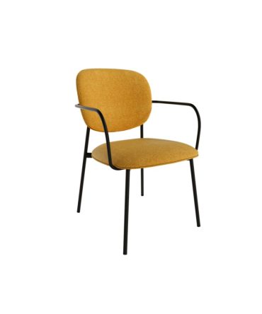 Silla Tapizada con Respaldo y Patas Metálicas Negras - Diferentes Colores