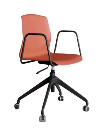 Silla Giratoria con Ruedas y Patas Negras de Nylon - Respaldo y Asiento de Polipropileno