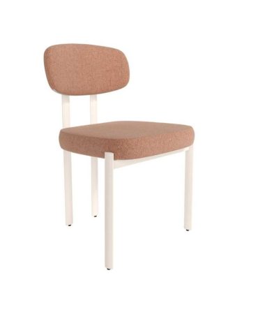 Silla Tapizada con Respaldo y Patas Metálicas Marfil - Variedad de Colores