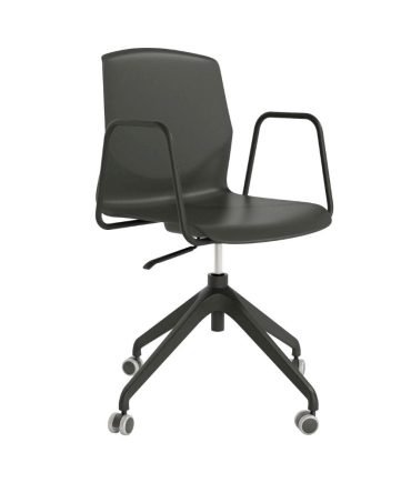 Silla Giratoria con Ruedas y Patas de Nylon Negro - Respaldo y Asiento de Polipropileno