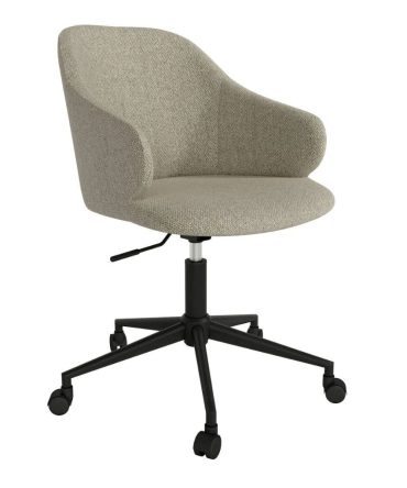 Silla Giratoria Tapizada con Ruedas y Patas Metálicas Negras - Altura Ajustable