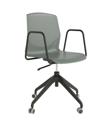 Silla Giratoria con Ruedas y Patas de Nylon Negro - Respaldo y Asiento de Polipropileno