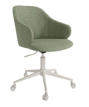 Silla Giratoria Tapizada con Ruedas y Patas Metálicas Blancas - Variedad de Colores