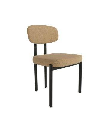 Silla Tapizada con Respaldo y Patas Metálicas Negras - Variedad de Colores