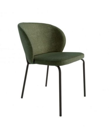 Silla Tapizada con Respaldo y Patas Metálicas Negras - Variedad de Colores