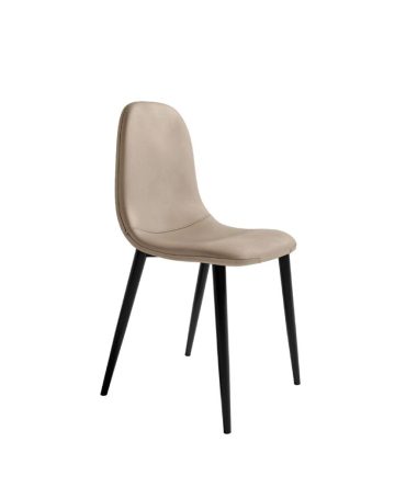 Silla Tapizada con Respaldo y Patas Metálicas Negras - Varios Colores