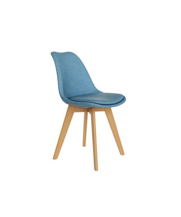 Silla Tapizada con Respaldo y Patas de Madera - Disponible en Gris o Azul