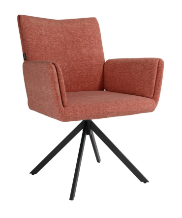 Silla Giratoria 180º con Respaldo y Asiento Tapizado - Patas Metálicas Negras