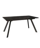 Mesa de comedor extensible con estructura metálica en marfil o negra y sobre porcelánico de 12 mm en acabado piedra