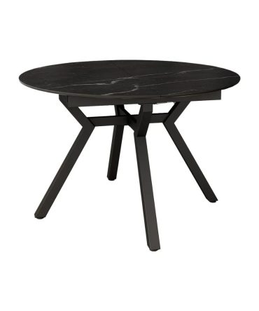 Mesa de comedor extensible con estructura metálica negra y sobre en MDF biselado de 25 mm en acabado diseño piedras (tres tonos)