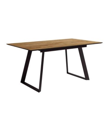 Mesa de comedor extensible con estructura metálica negra y sobre en MDF biselado de 19 mm en acabado diseño maderas (varios tonos)