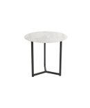 Mesa auxiliar con estructura metálica en marfil o negra y sobre porcelánico de 12 mm en acabado piedra