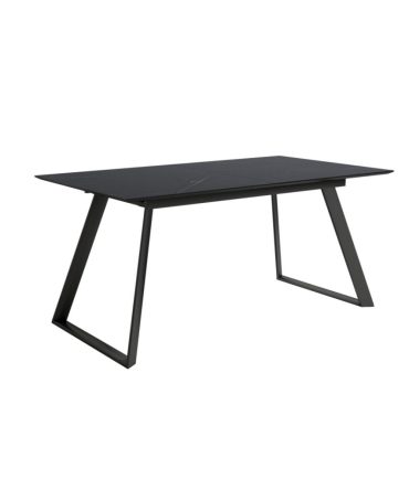 Mesa de comedor extensible con estructura metálica negra y sobre en MDF biselado de 19 mm en acabado diseño piedras (3 tonos)