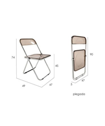Silla plegable de metal cromado con asiento y respaldo en resina