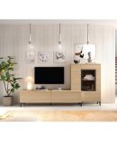 Composición de Comedor Moderna en Nuez y Ébano con Muebles Bajos y Patas en Negro